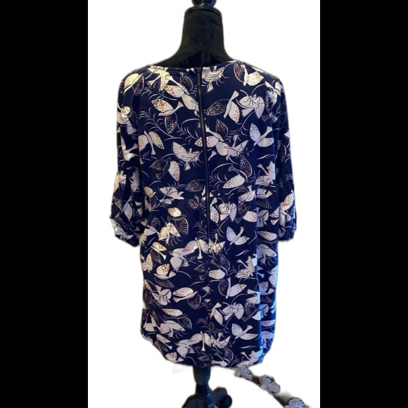 Old Navy Tunic Top or Mini Dress Size Large Navy w/White Birds Zipper Back Comfy - Picture 4 of 11
